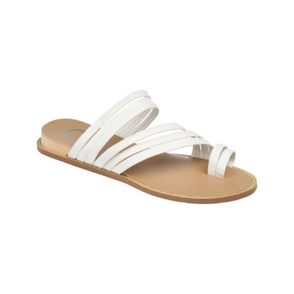 JOURNEE COLLECTION Womens White Consuelo Wedge Slip On Slide Sandals 5.5